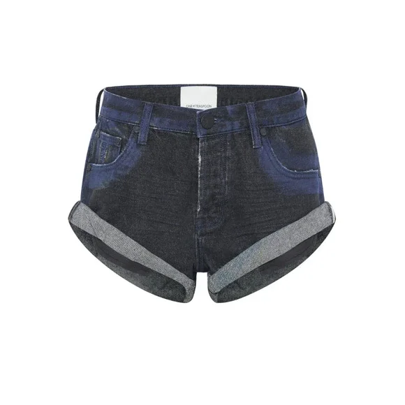 ONE Teaspoon Shorts 30 Bandits Low Waist Denim Blue Punk Relaxed Button Fly NEW